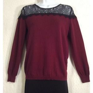 Jennifer Lopez Cotton Blend Sweater w/ Black Lace